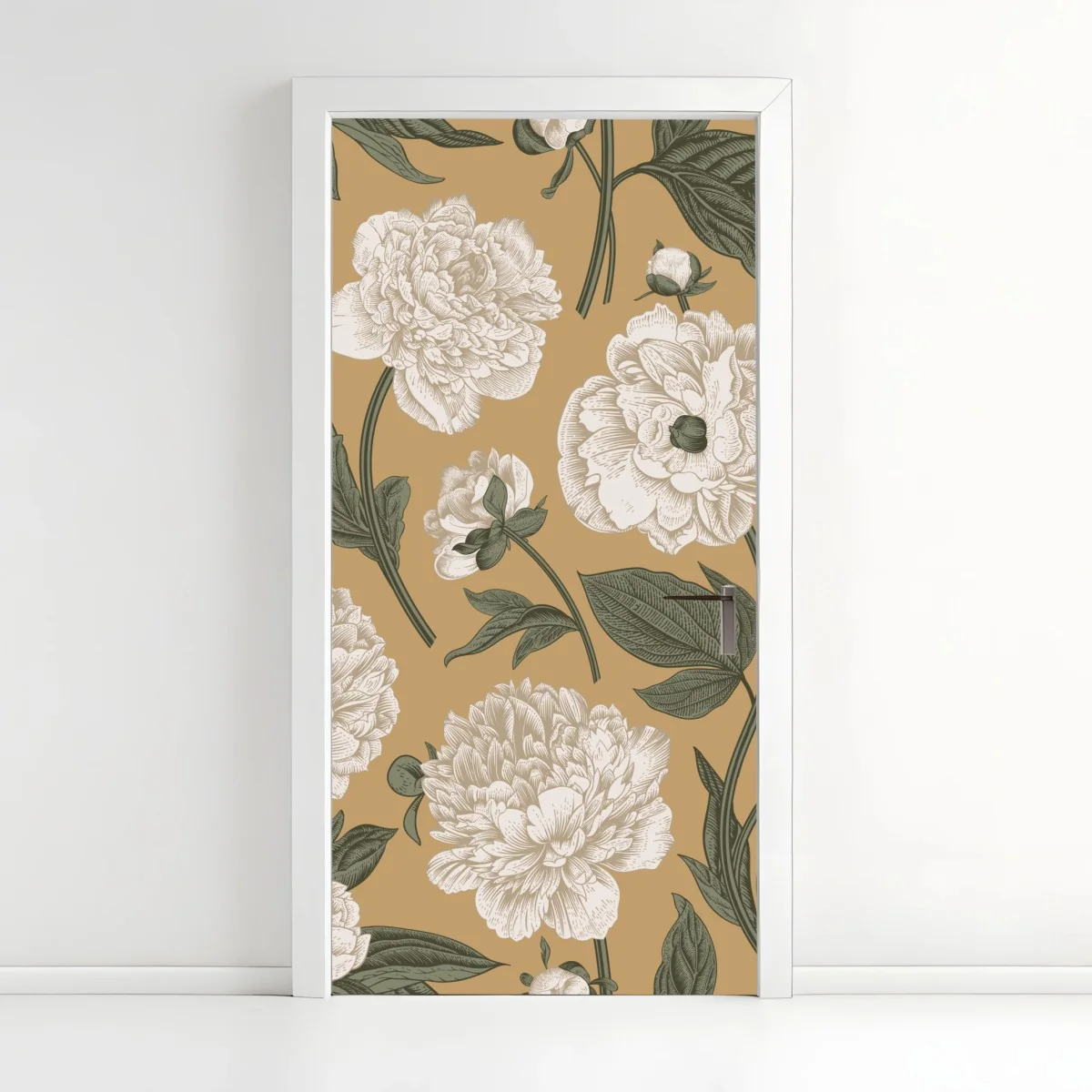 Türaufkleber vintage botanisches muster mit pfingstrosen – Wallnifity® Türaufkleber vintage botanisches muster mit pfingstrosen – Wallnifity®