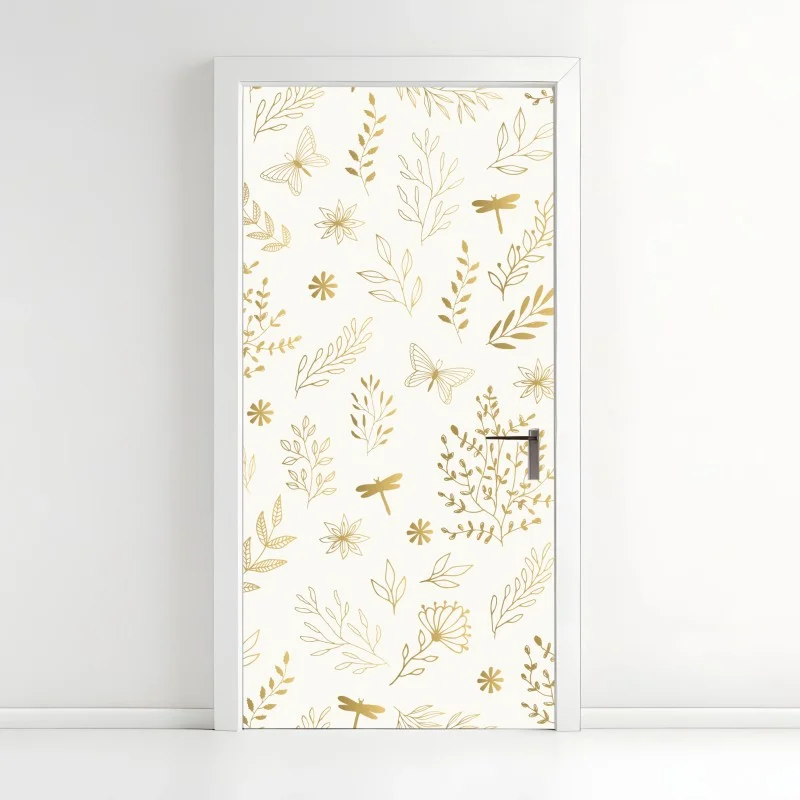 Türaufkleber goldenes botanisches muster – Wallnifity® Türaufkleber goldenes botanisches muster – Wallnifity®