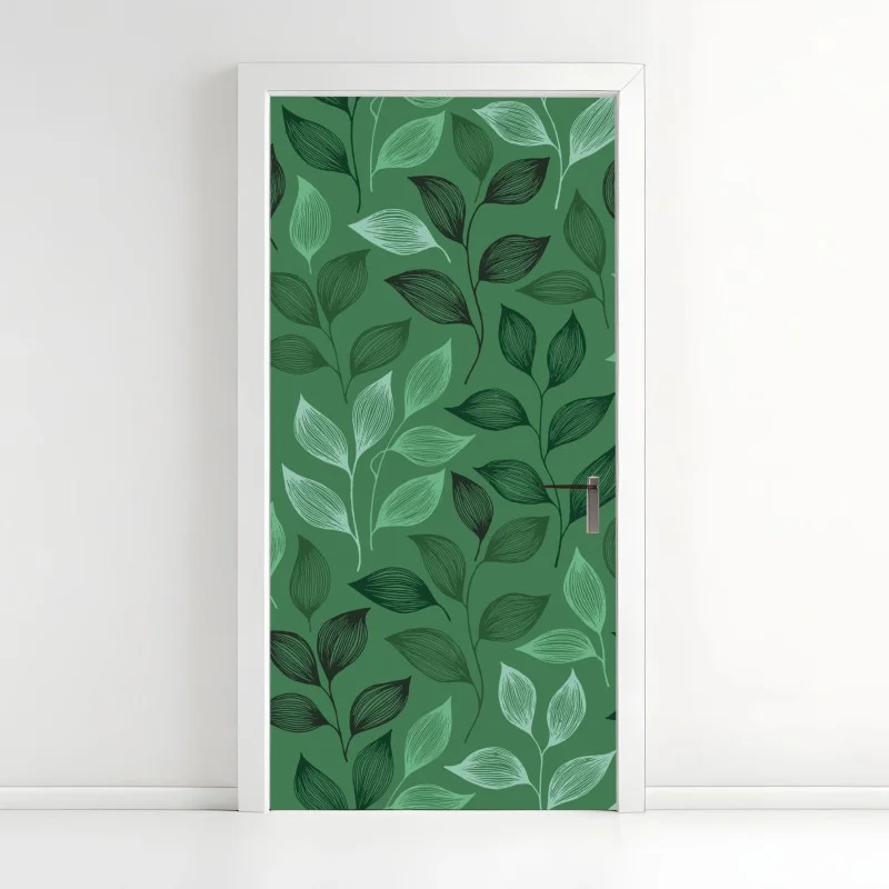 Türaufkleber grünes botanisches blättermuster – Wallnifity® Türaufkleber grünes botanisches blättermuster – Wallnifity®