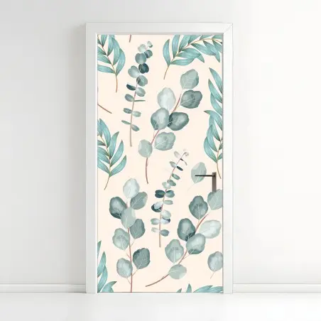 Türaufkleber pastell eukalyptus blattmuster – Wallnifity®