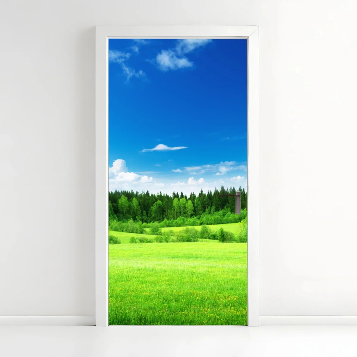 Türaufkleber frühlingswiese unter blauem himmel – Wallnifity® Türaufkleber frühlingswiese unter blauem himmel – Wallnifity®
