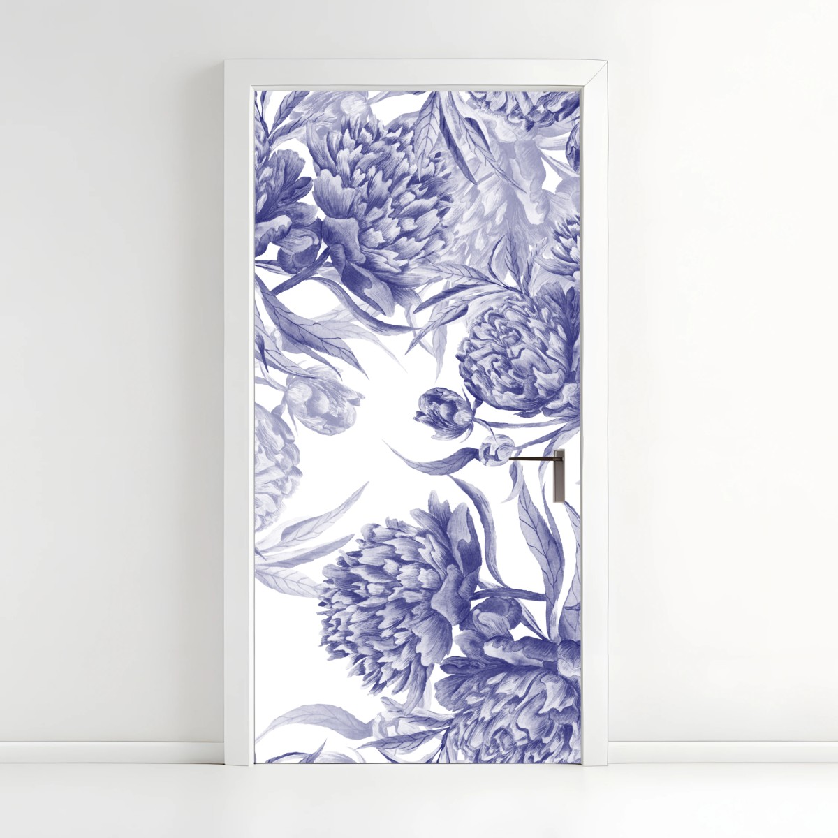 Türaufkleber blaue pfingstrosen botanisches muster – Wallnifity®