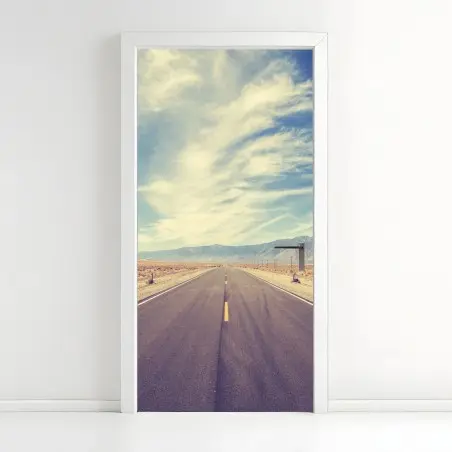 Türaufkleber vintage landstraße unter weitem himmel – Wallnifity®