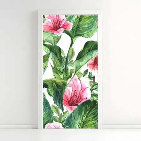 Türaufkleber rosa aquarell blumen botanikmotiv – Wallnifity®