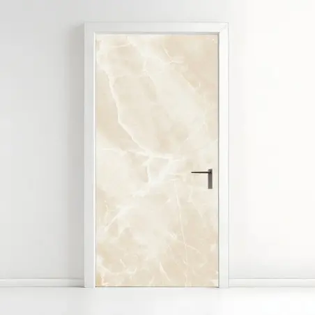 Türaufkleber beige marmorstruktur mit weißen adern – Wallnifity®