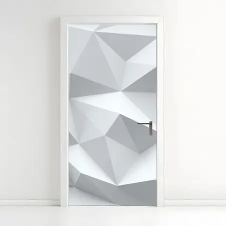 Türaufkleber weißes dreidimensionales low-poly geometrisches muster – Wallnifity®