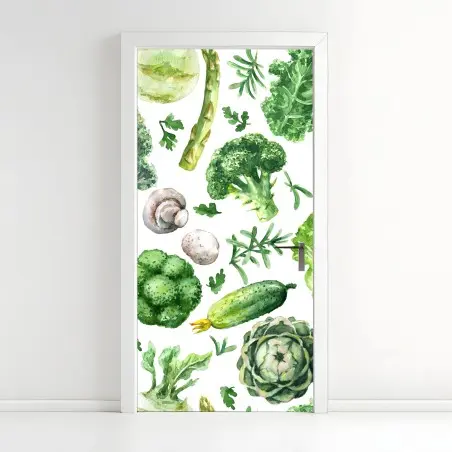 Türaufkleber aquarellmuster grünes gemüse – Wallnifity®