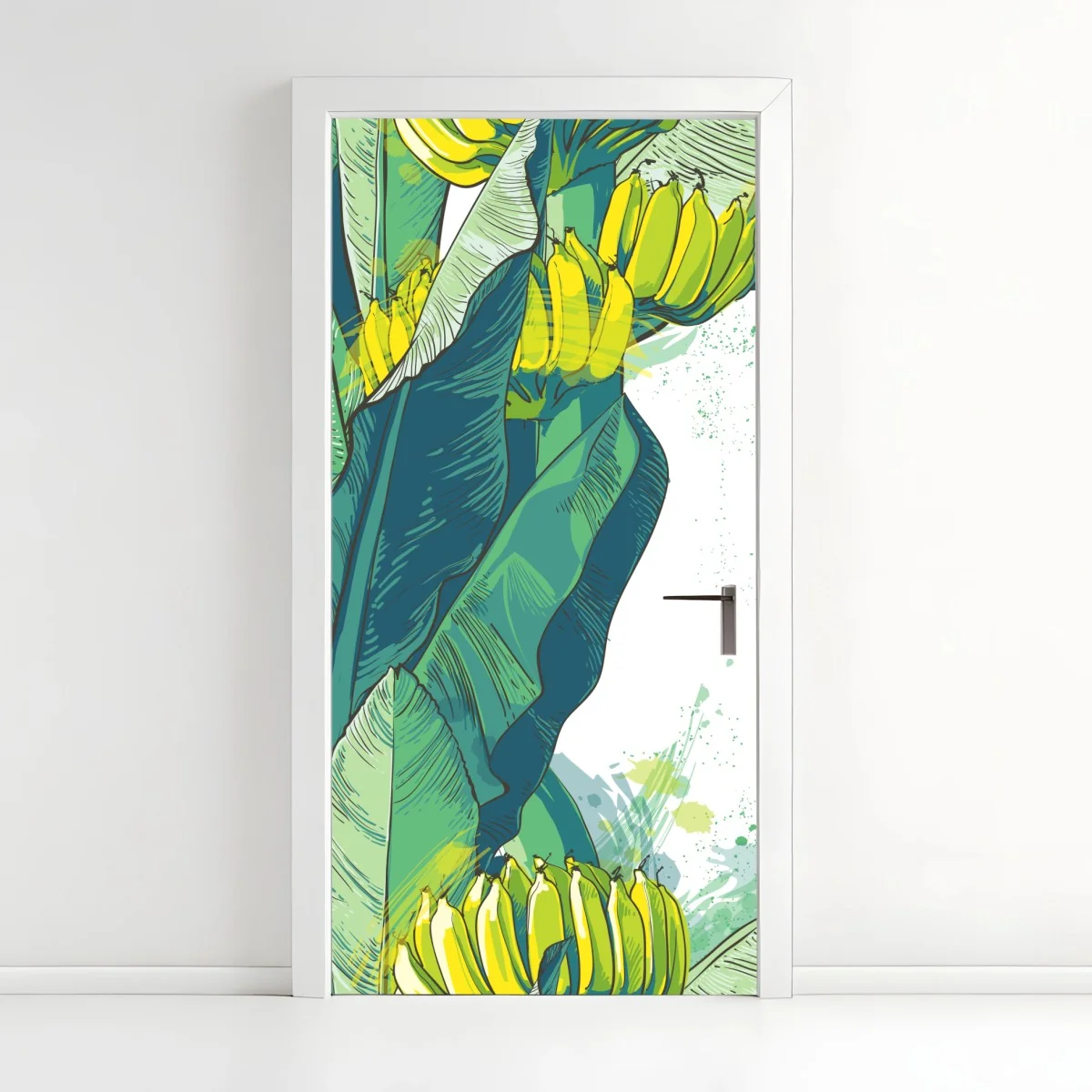 Türaufkleber tropische bananenblatt-illustration – Wallnifity® Türaufkleber tropische bananenblatt-illustration – Wallnifity®