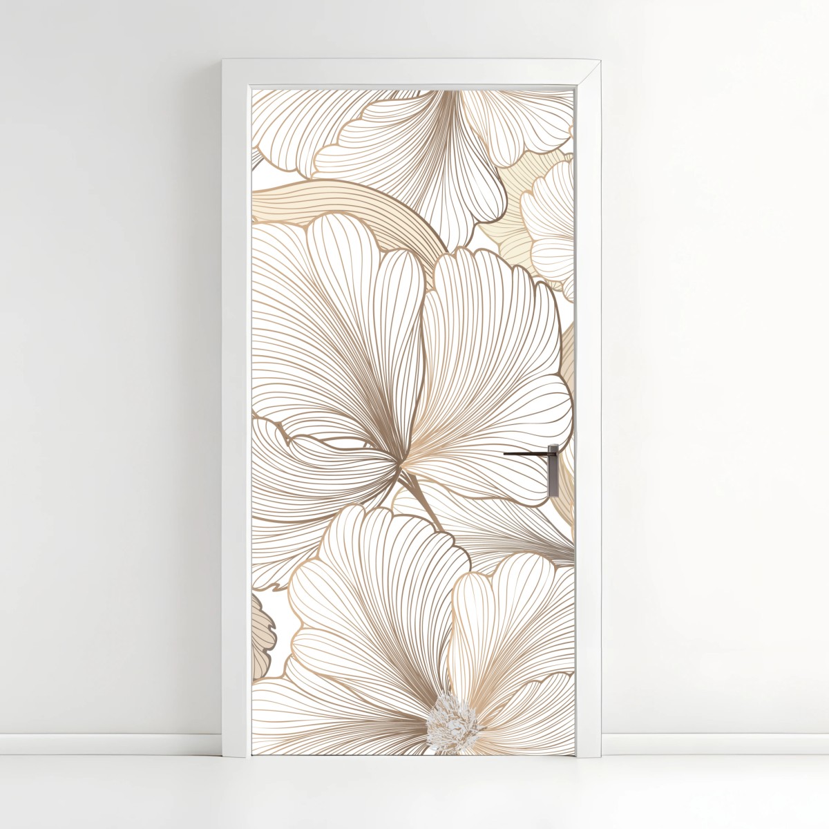 Türaufkleber zarte beige blumenillustration – Wallnifity®