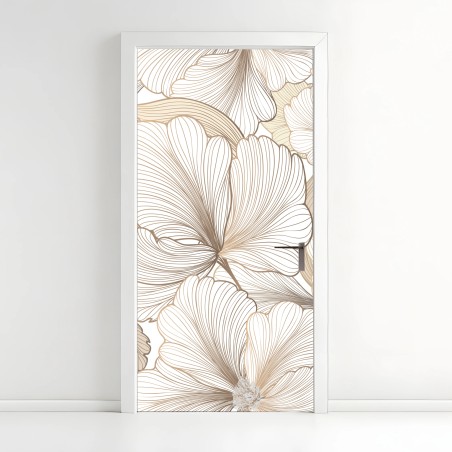 Türaufkleber zarte beige blumenillustration – Wallnifity®