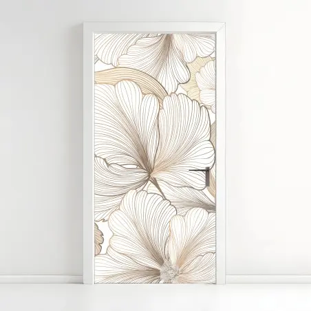 Türaufkleber zarte beige blumenillustration – Wallnifity®