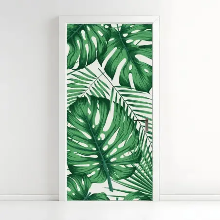 Türaufkleber tropisches monstera- und palmblättermuster – Wallnifity®