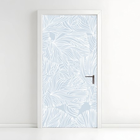 Türaufkleber sanftes blaues botanisches muster – Wallnifity®