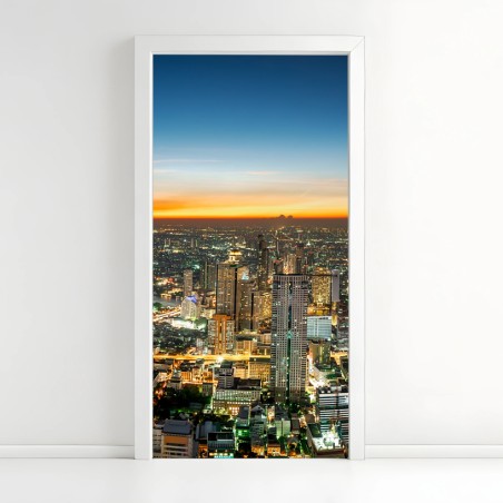 Türaufkleber panorama von Bangkok bei dämmerung – Wallnifity®