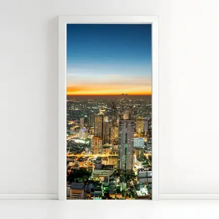Türaufkleber panorama von Bangkok bei dämmerung – Wallnifity®