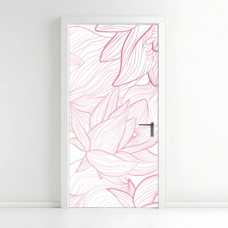 Türaufkleber zartes rosa blumenlinienmuster – Wallnifity®