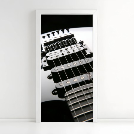 Türaufkleber nahaufnahme einer schwarzen elektrogitarre – Wallnifity®