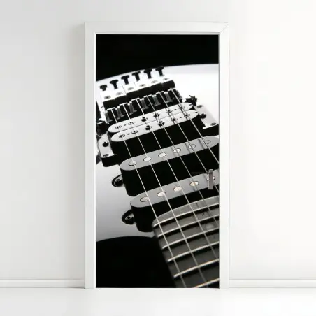 Türaufkleber nahaufnahme einer schwarzen elektrogitarre – Wallnifity®