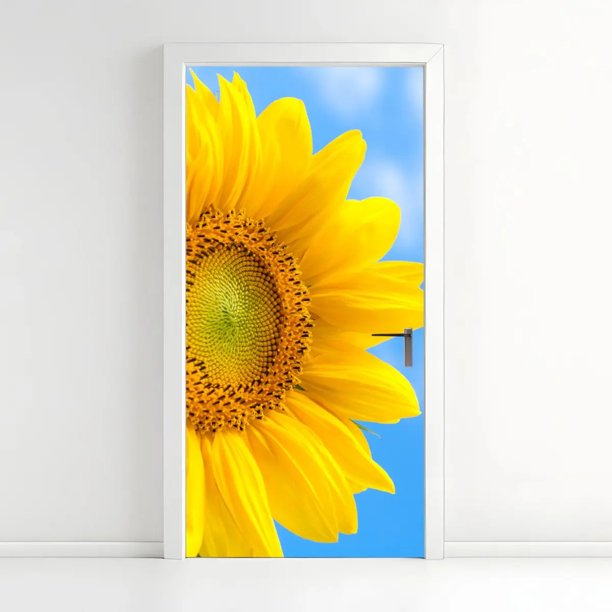 Türaufkleber leuchtende sonnenblume vor blauem himmel – Wallnifity®