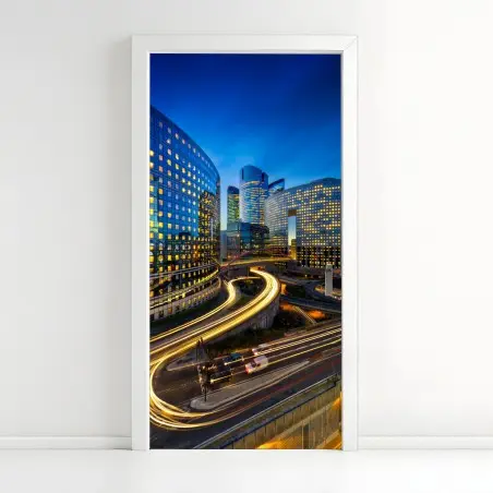 Türaufkleber moderne stadtsilhouette bei dämmerung – Wallnifity®