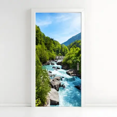 Türaufkleber gletscherfluss im grünen tal – Wallnifity®