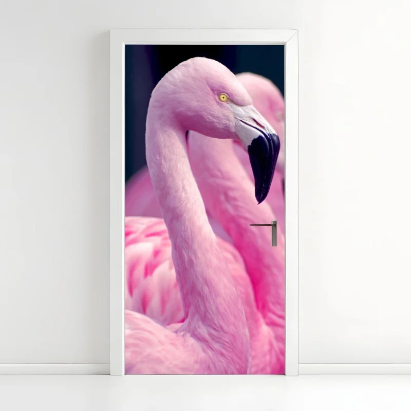 Türaufkleber anmutiges rosa flamingo-porträt