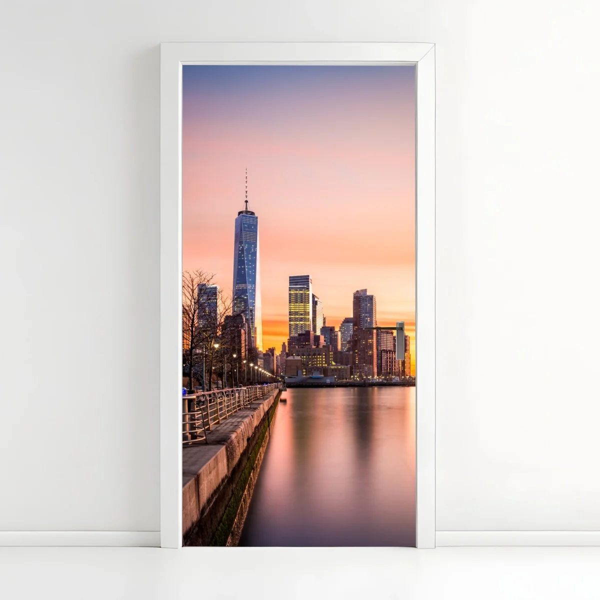 Türaufkleber Lower Manhattan bei sonnenuntergang – Wallnifity® Türaufkleber Lower Manhattan bei sonnenuntergang – Wallnifity®