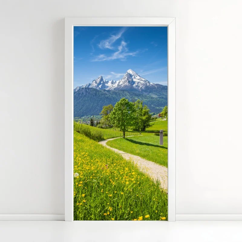 Türaufkleber alpenwiese und bergpfad