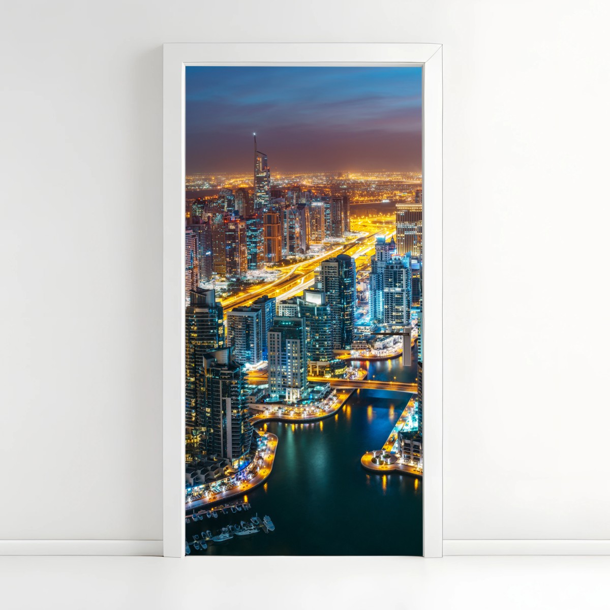 Türaufkleber nächtliche skyline Dubai Marina – Wallnifity®
