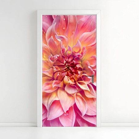 Türaufkleber rosa dahlie nahaufnahme – Wallnifity®