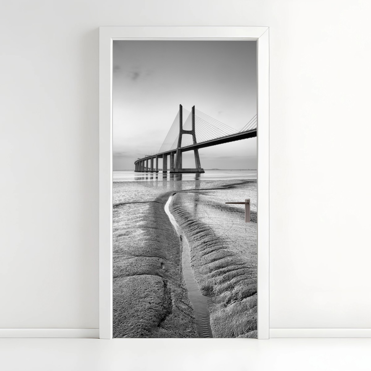 Türaufkleber minimalistische seilbrücke in monochrom – Wallnifity®