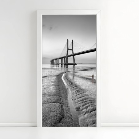 Türaufkleber minimalistische seilbrücke in monochrom – Wallnifity®