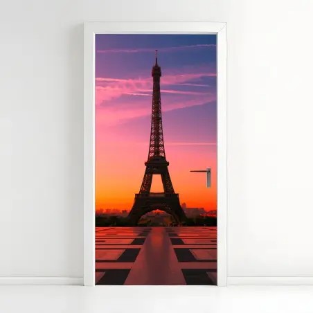 Türaufkleber sonnenaufgang über dem Eiffelturm – Wallnifity®