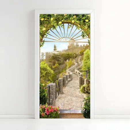 Türaufkleber sonniger gartenweg zum schloss – Wallnifity®