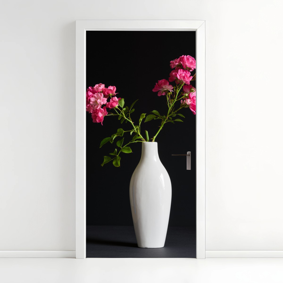 Türaufkleber rosa rosen in weißer vase – Wallnifity®