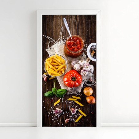 Türaufkleber rustikales italienisches pasta-arrangement – Wallnifity®