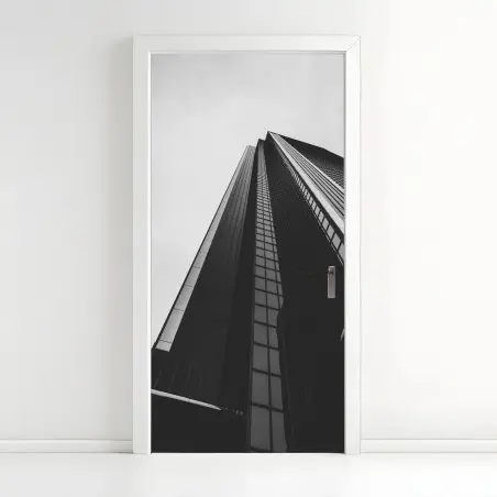 Türaufkleber monochromer wolkenkratzer in perspektive – Wallnifity®