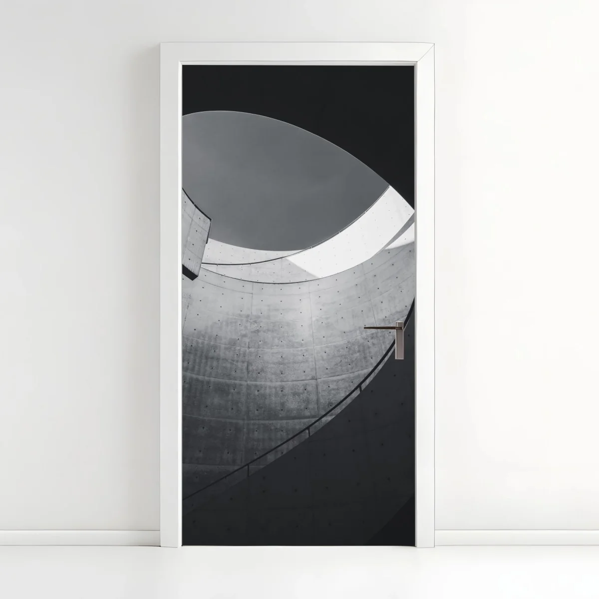 Türaufkleber geschwungene beton-spiraltreppe – Wallnifity® Türaufkleber geschwungene beton-spiraltreppe – Wallnifity®
