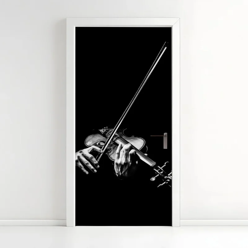 Türaufkleber monochrome hände eines geigers