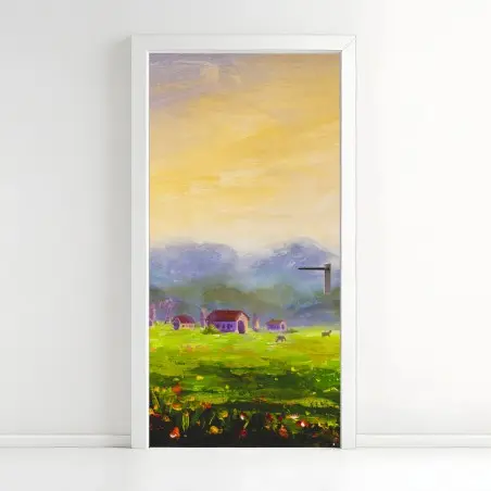 Türaufkleber sonnenaufgang über der sommerwiese – Wallnifity®