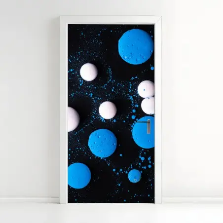 Türaufkleber blaues marmor flüssigmuster – Wallnifity®