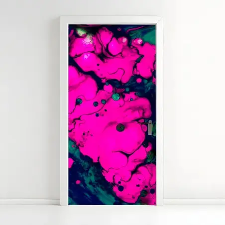 Türaufkleber neonpink flüssige abstraktion – Wallnifity®