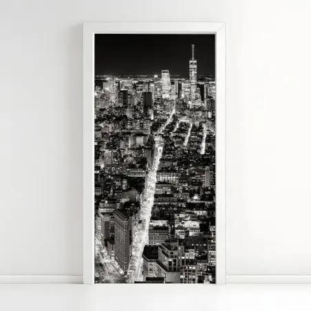 Türaufkleber monochrome stadtansicht bei nacht – Wallnifity®