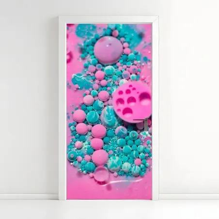 Türaufkleber rosa und türkis marmor abstrakt – Wallnifity®