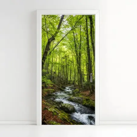 Türaufkleber ruhiger grüner waldbach – Wallnifity®