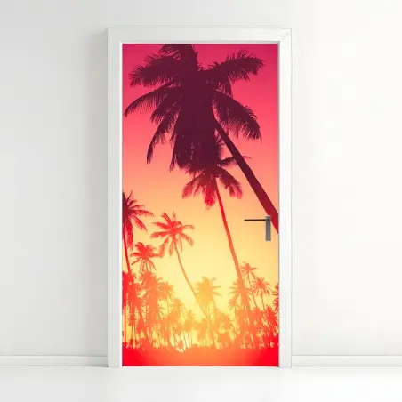 Türaufkleber tropischer sonnenuntergang mit palmen – Wallnifity®