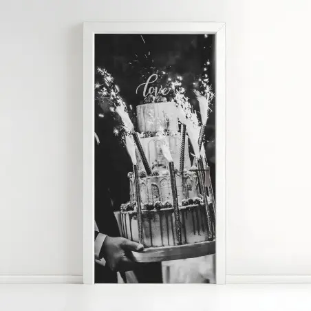Türaufkleber rustikale hochzeitstorte mit wunderkerzen – Wallnifity®