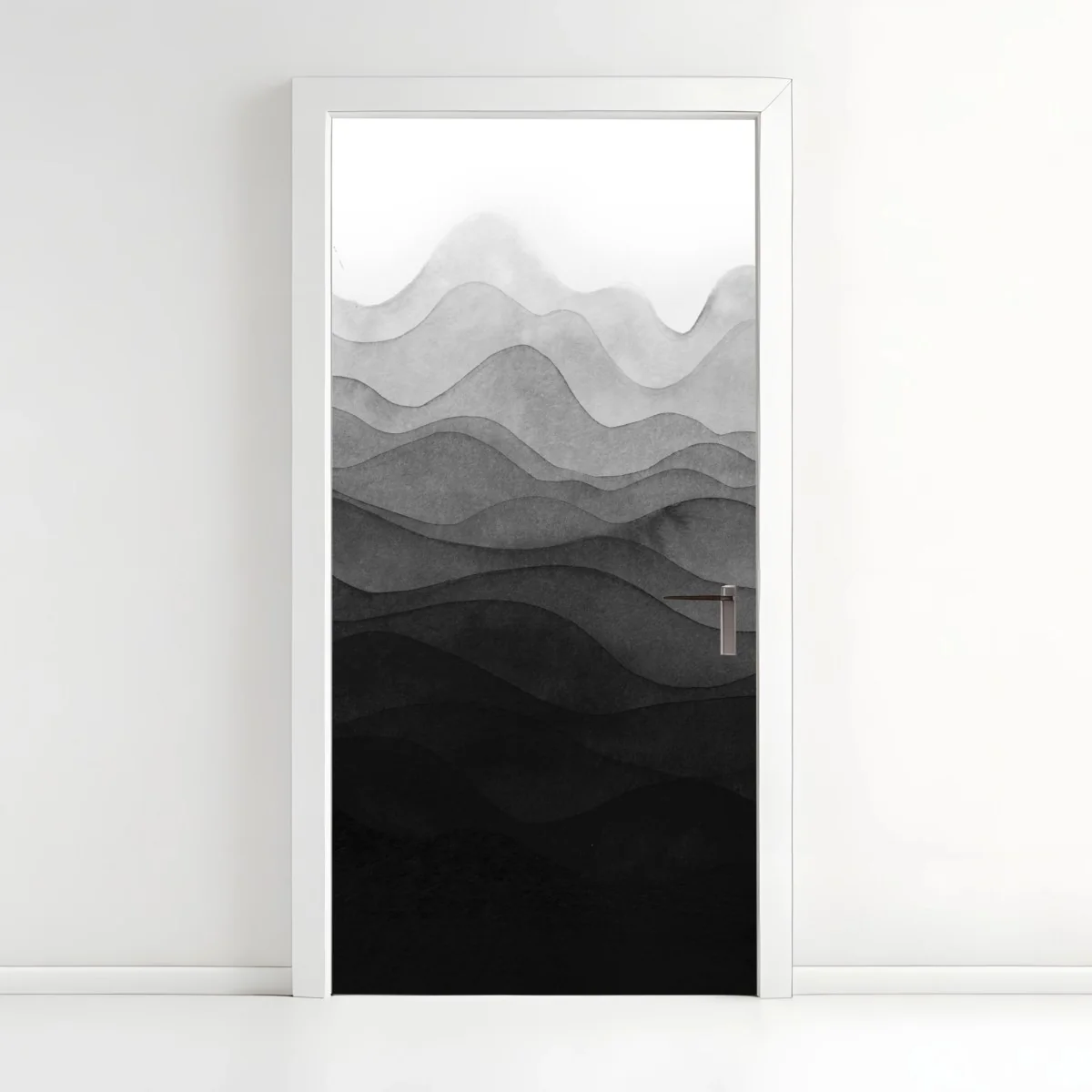 Türaufkleber monochrome geschichtete berge – Wallnifity® Türaufkleber monochrome geschichtete berge – Wallnifity®
