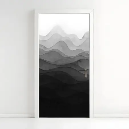Türaufkleber monochrome geschichtete berge – Wallnifity®