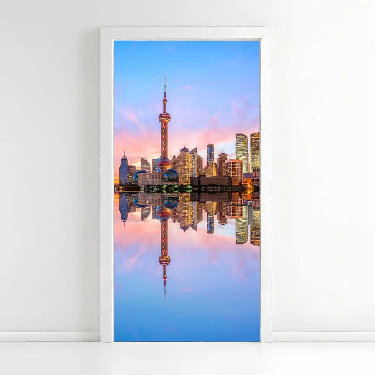 Türaufkleber Shanghai skyline bei sonnenaufgang – Wallnifity®
